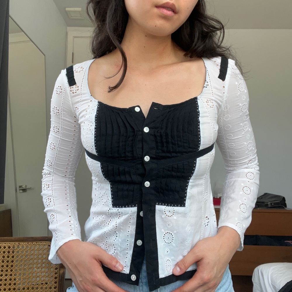 Vintage versace white peasant top